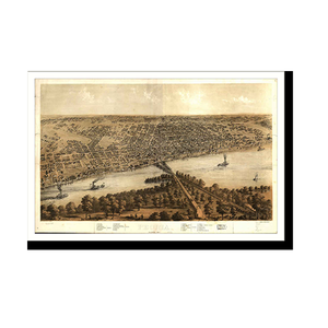 Panoramic Map - Peoria, Illinois, 1867 - Bird's Eye View Print
