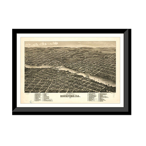 Panoramic Map - Rockford, Illinois, 1880 - Bird's Eye View Print