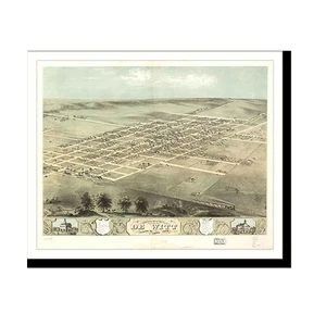 Panoramic Map - DeWitt, Iowa, 1868 - Bird's Eye View Print