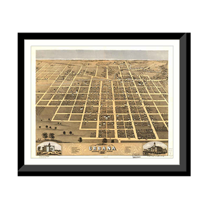 Panoramic Map - Urbana, Illinois, 1869 - Bird's Eye View Print