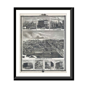 Panoramic Map - Iowa Scenes, Iowa, 1875 - Bird's Eye View Print