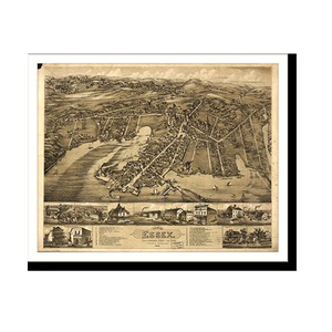 Panoramic Map - Essex, Connecticut, 1881 - Bird's Eye View Print