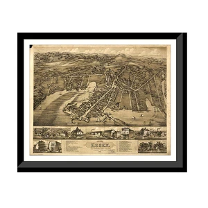 Panoramic Map - Essex, Connecticut, 1881 - Bird's Eye View Print