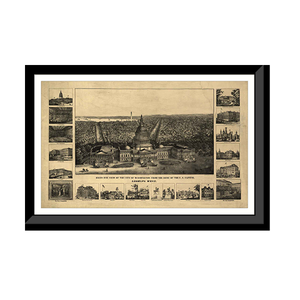 Panoramic Map - Washington, Washington DC, 1860 - Bird's Eye View Print