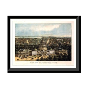 Panoramic Map - Washington, Washington DC, 1871 - Bird's Eye View Print