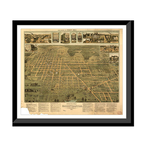 Panoramic Map - Greencastle, Indiana, 1886 - Bird's Eye View Print