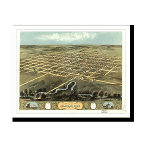 Panoramic Map - Marshalltown, Iowa, 1868 - Bird's Eye View Print