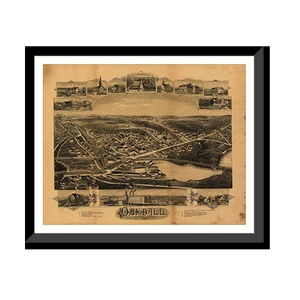 Panoramic Map - Oakdale, Massachusetts, 1891 - Bird's Eye View Print