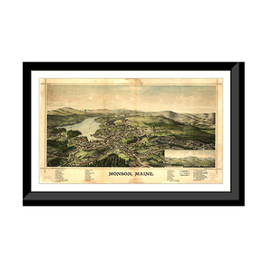 Panoramic Map - Monson, Maine, 1889 - Bird's Eye View Print
