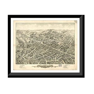 Panoramic Map - Peabody, Massachusetts, 1877 - Bird's Eye View Print