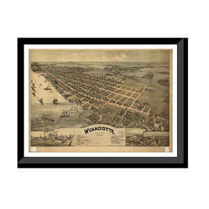 Panoramic Map - Wyandotte, Michigan, 1896 - Bird's Eye View Print
