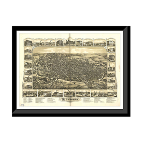 Panoramic Map - Richmond, Indiana, 1884 - Bird's Eye View Print