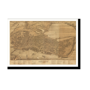 Panoramic Map - Portland, Maine, 1876 - Bird's Eye View Print