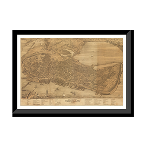 Panoramic Map - Portland, Maine, 1876 - Bird's Eye View Print