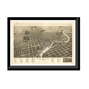 Panoramic Map - South Bend, Indiana, 1890 - Bird's Eye View Print