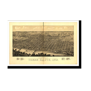 Panoramic Map - Terre Haute, Indiana, 1880 - Bird's Eye View Print