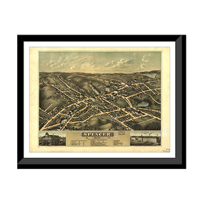 Panoramic Map - Spencer, Massachusetts, 1877 - Bird's Eye View Print