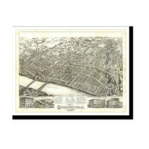 Panoramic Map - Springfield, Massachusetts, 1875 - Bird's Eye View Print