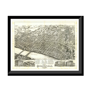 Panoramic Map - Springfield, Massachusetts, 1875 - Bird's Eye View Print