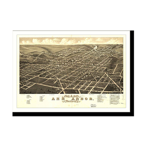 Panoramic Map - Ann Arbor, Michigan, 1880 - Bird's Eye View Print