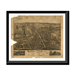 Panoramic Map - Greenfield, Massachusetts, 1877 - Bird's Eye View Print