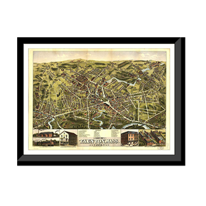 Panoramic Map - Taunton, Massachusetts, 1875 - Bird's Eye View Print