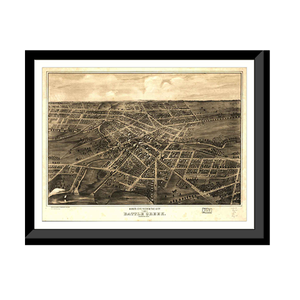 Panoramic Map - Battle Creek, Michigan, 1870 - Bird's Eye View Print
