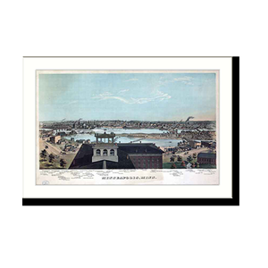 Panoramic Map - Minneapolis, Minnesota, 1874 - Bird's Eye View Print