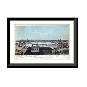 Panoramic Map - Minneapolis, Minnesota, 1874 - Bird's Eye View Print
