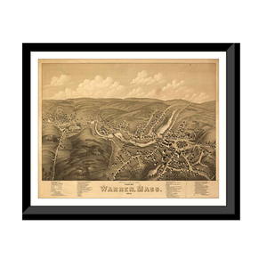 Panoramic Map - Warren, Massachusetts, 1879 - Bird's Eye View Print