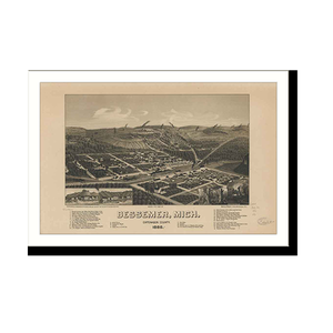 Panoramic Map - Bessemer, Michigan, 1886 - Bird's Eye View Print