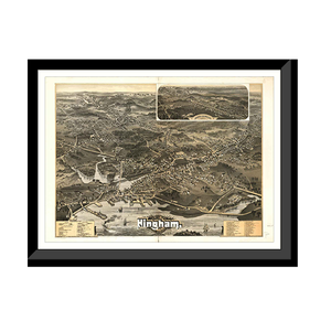 Panoramic Map - Hingham, Massachusetts, 1885 - Bird's Eye View Print