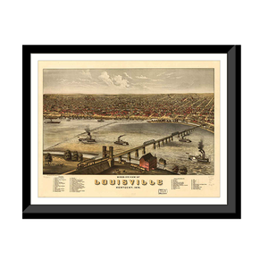 Panoramic Map - Louisville, Kentucky, 1876 - Bird's Eye View Print