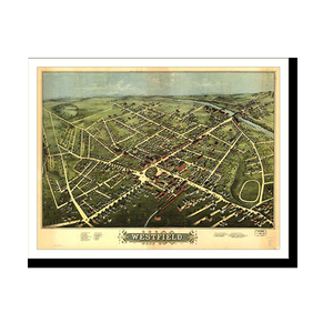Panoramic Map - Westfield, Massachusetts, 1875 - Bird's Eye View Print
