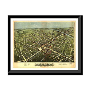 Panoramic Map - Westfield, Massachusetts, 1875 - Bird's Eye View Print