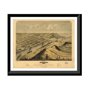 Panoramic Map - Grand Haven, Michigan, 1868 - Bird's Eye View Print