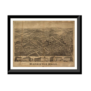 Panoramic Map - Hopkinton, Massachusetts, 1880 - Bird's Eye View Print