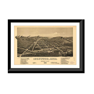 Panoramic Map - Ironwood, Michigan, 1886 - Bird's Eye View Print