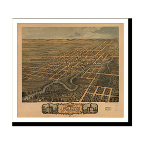 Panoramic Map - Rochester, Minnesota, 1869 - Bird's Eye View Print