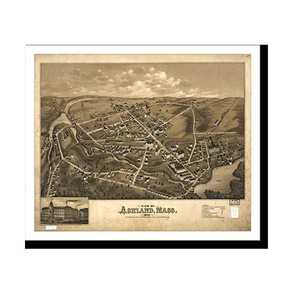 Panoramic Map - Ashland, Massachusetts, 1878 - Bird's Eye View Print
