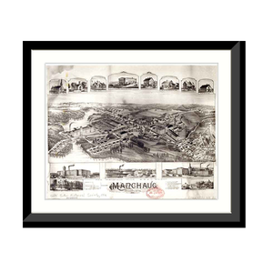 Panoramic Map - Manchaug, Massachusetts, 1890 - Bird's Eye View Print