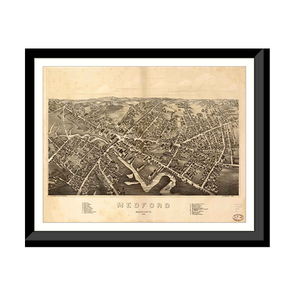 Panoramic Map - Medford, Massachusetts, 1880 - Bird's Eye View Print