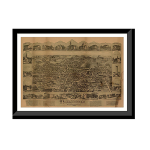 Panoramic Map - Middleborough, Massachusetts, 1889 - Bird's Eye View Print