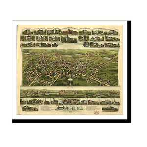 Panoramic Map - Barre, Massachusetts, 1891 - Bird's Eye View Print