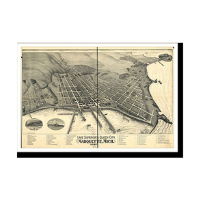 Panoramic Map - Marquette, Michigan, 1897 - Bird's Eye View Print