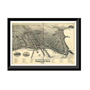 Panoramic Map - Marquette, Michigan, 1897 - Bird's Eye View Print