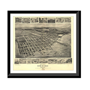 Panoramic Map - Havre de Grace, Maryland, 1907 - Bird's Eye View Print