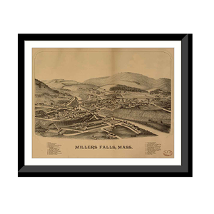 Panoramic Map - Millers Falls, Massachusetts, 1880 - Bird's Eye View Print