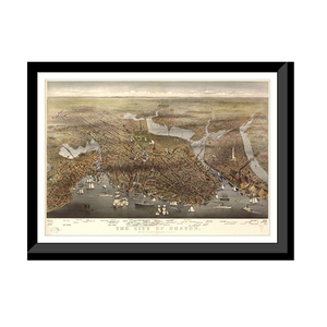 Panoramic Map - Boston, Massachusetts, 1873 - Bird's Eye View Print