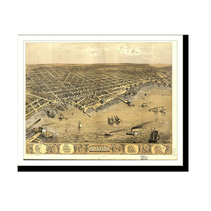 Panoramic Map - Muskegon, Michigan, 1868 - Bird's Eye View Print